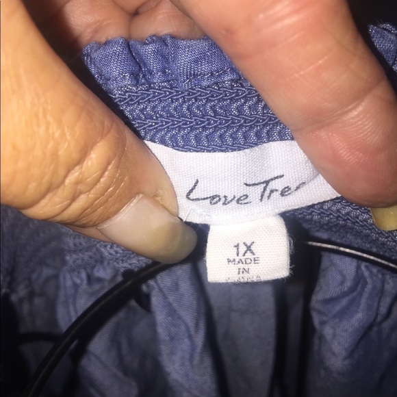 Love Tree‎ 1X but fits like a s/m denim look embroidered smocked short sleeve - Picture 6 of 6
